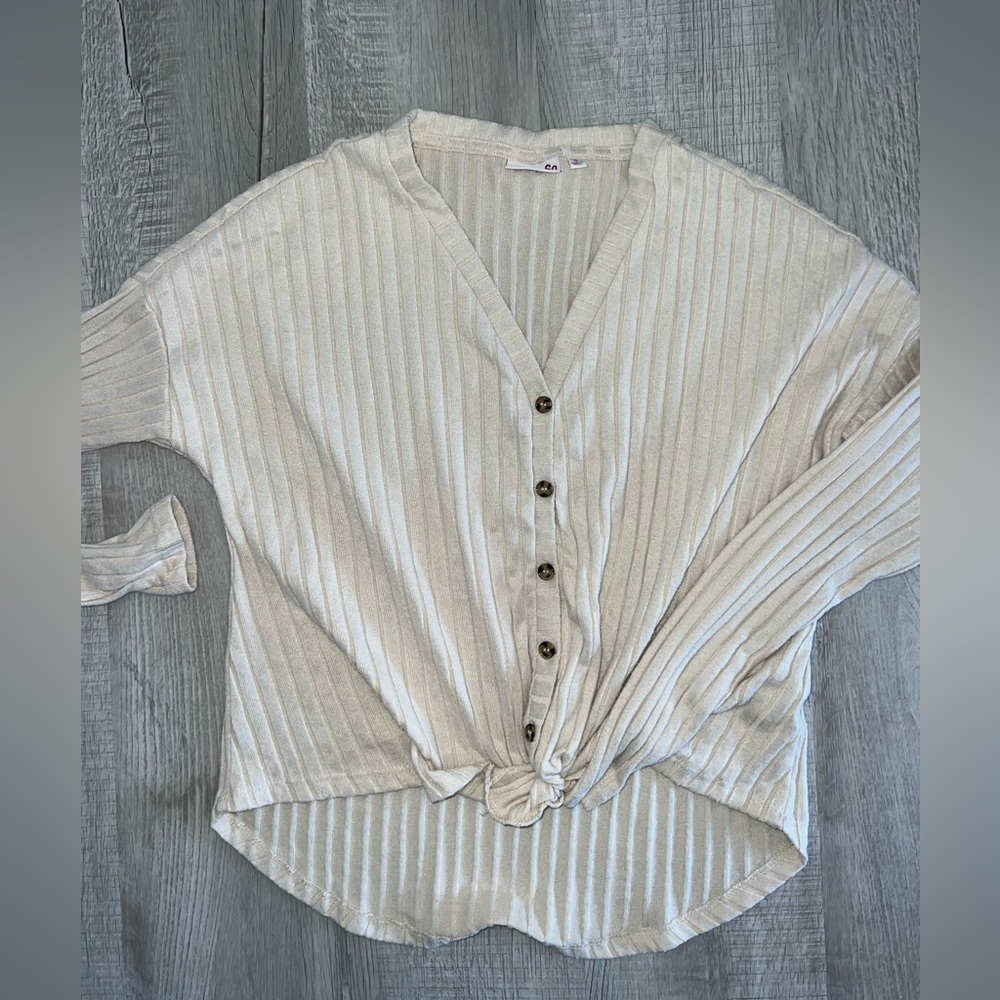 Beige button up sweater